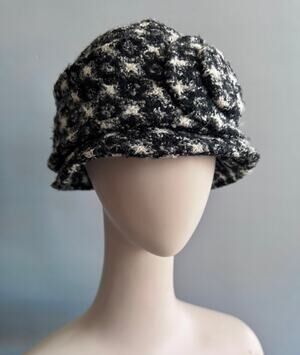 AUGUST Black/White Wool Bowler Hat sz OS